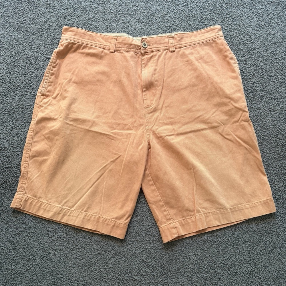 Caribbean JOE Orange Flat Front Casual Chino Shorts Men's 40 Beach Preppy